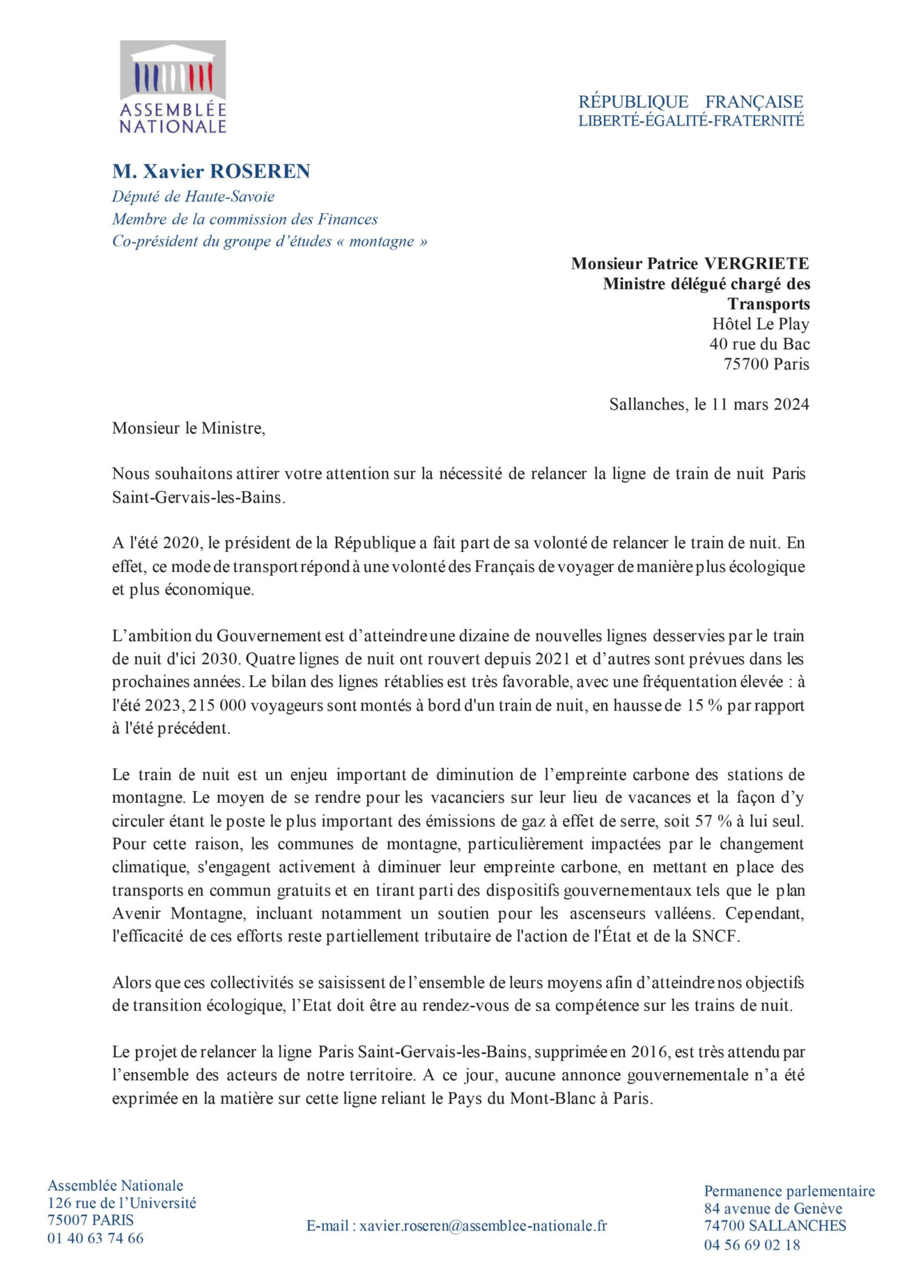 Courrier de M. Roseren cosigné par 31 maires