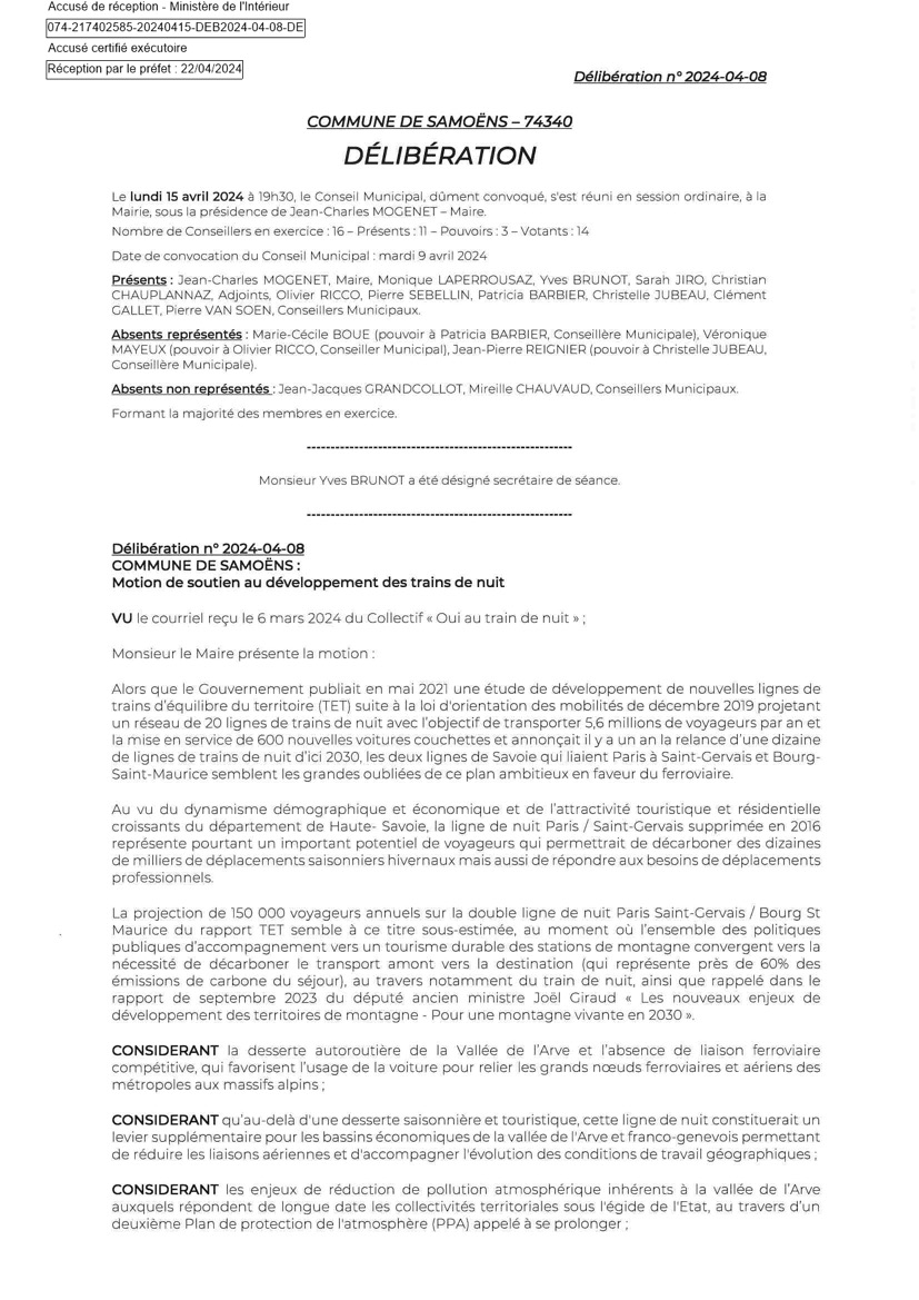 Motion train de nuit Samoiëns